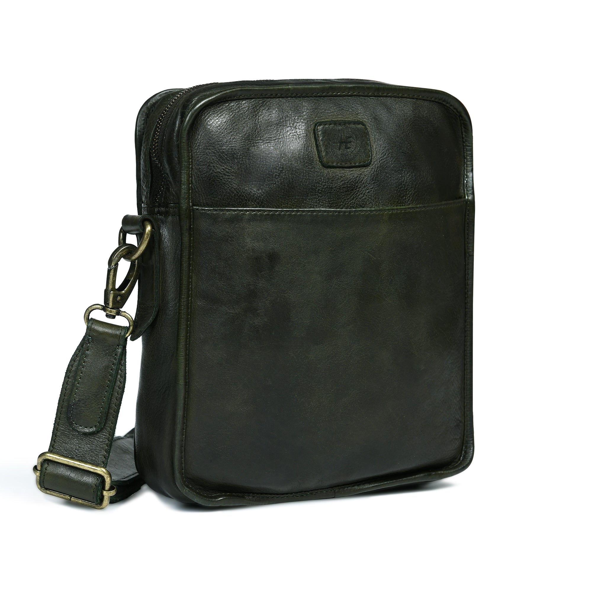 Verdant Trail Leather Sling Bag – Olive Colour